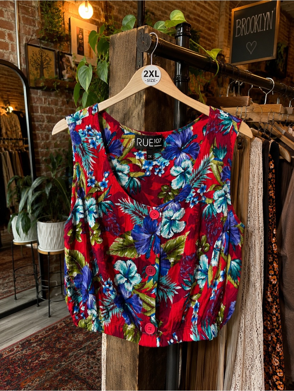Vintage Inspired Crop Top | Retro | Tiki | Beach | Festival | Coastal | 2XL